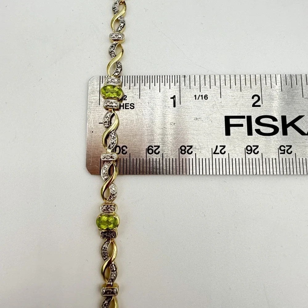 Vintage Ross Simons‎ Peridot 925 Sterling Silver Tennis Bracelet Sz 7